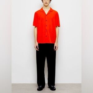 The Kooples men's blood orange red short sleeve button down shirt top sz medium